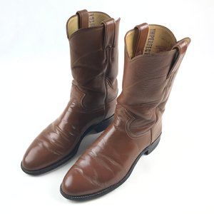 Justin Roper Mens Brown Leather Cowboy Boots 7 D